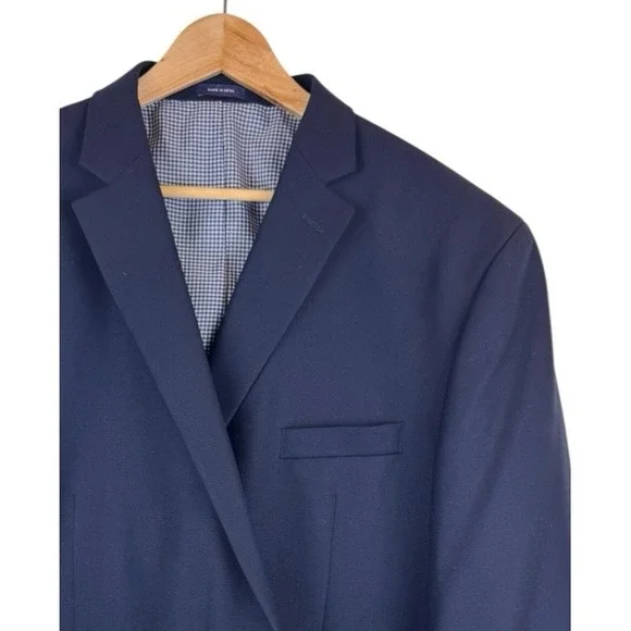 Stafford 54S Short Navy Blue 100% Wool Gold Button Mens Blazer Sport Coat Jacket - Picture 3 of 8